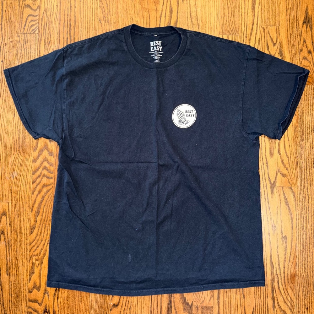 Rest Easy Sleep Tight Grim Reaper Graphic T-Shirt‎ XL Black Cotton